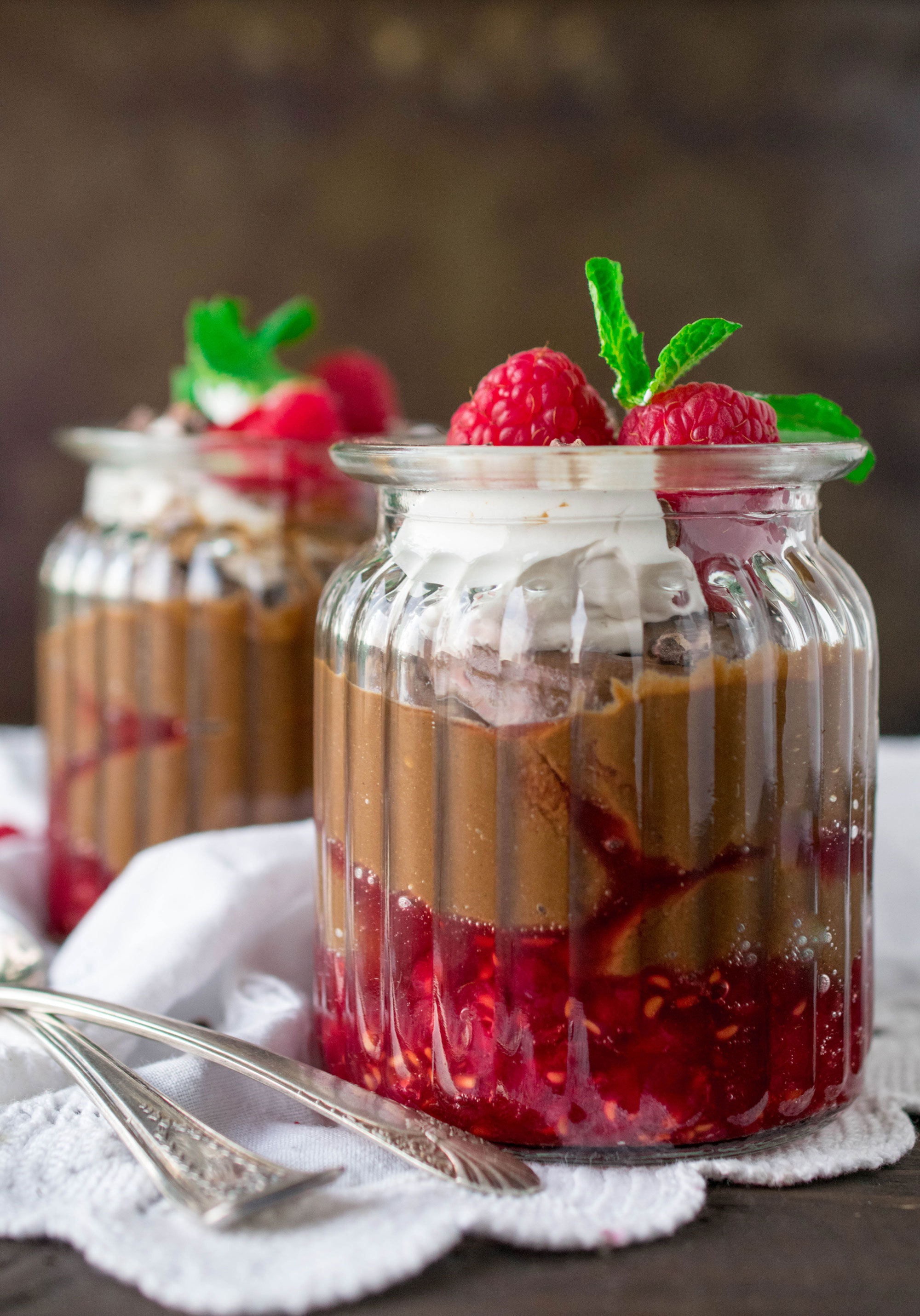 Raspberry dark chocolate mousse crystal dawn culinary